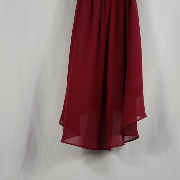 Maroon Belted High-low Sleeveless Sheath Dress - Picture 10 of 11